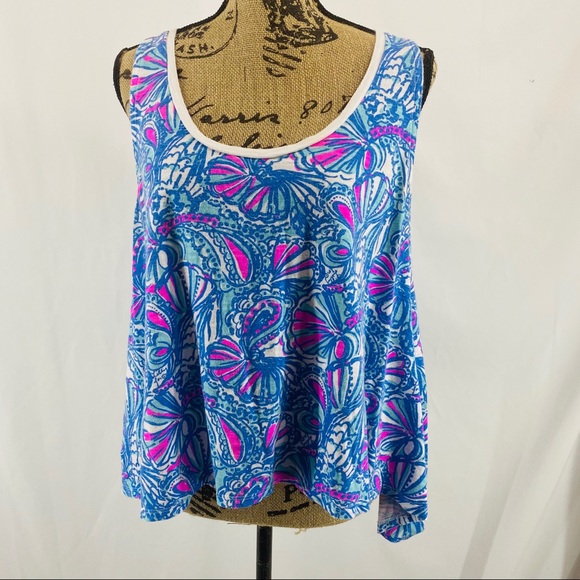 Lilly Pulitzer for Target Tops - Lilly Pulitzer Swing Tank My Fans Print Pink Blue